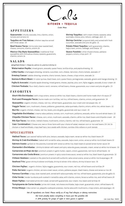Lunch/Dinner Menu Click To View