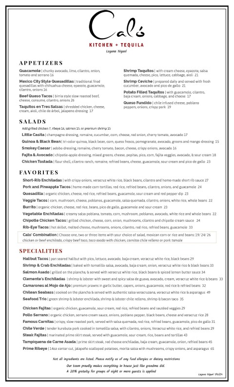 Lunch/Dinner Menu Click To View
